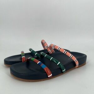 Charlotte Stone Dolly Multi Color Strappy Leather Sandals In Columbia Stripe